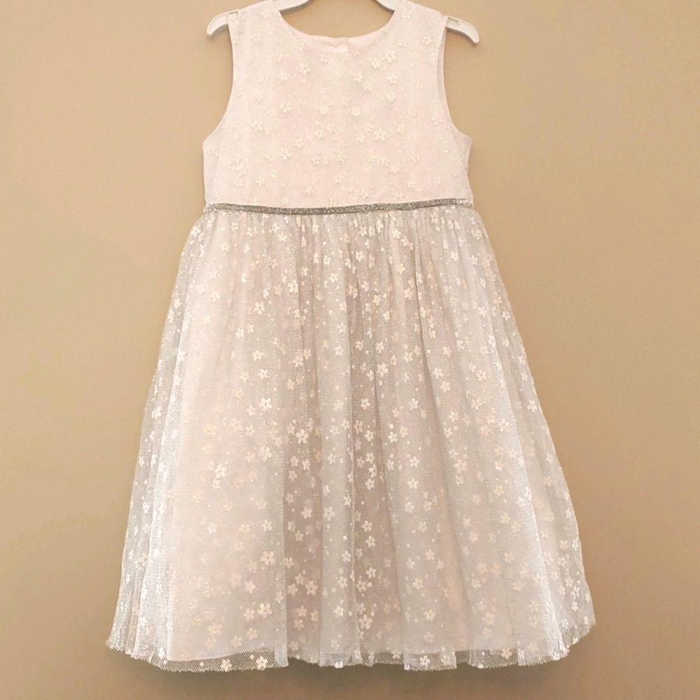 Marmellata sparkle silver/white sleeveless holiday dress Size 6x